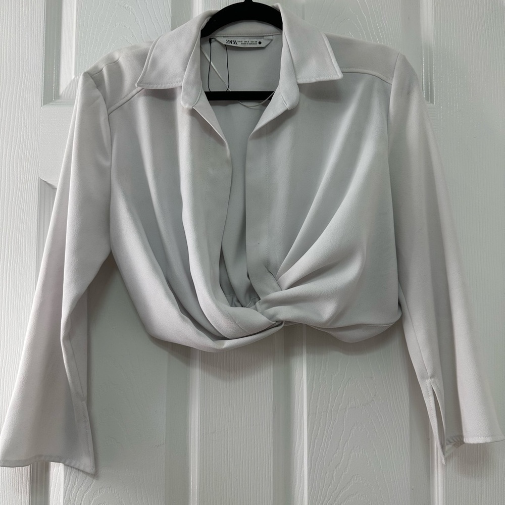 Grey Zara crop blouse